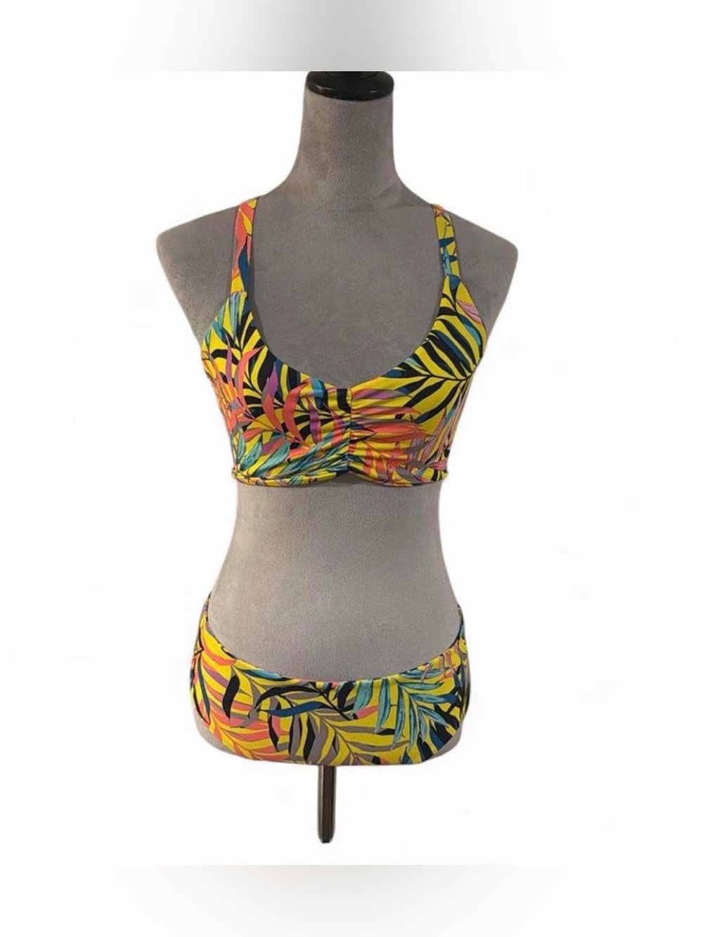 Fused Hawaii Tropical Palm Leaf Print Yellow Bikini Set - Women Swim 🌴